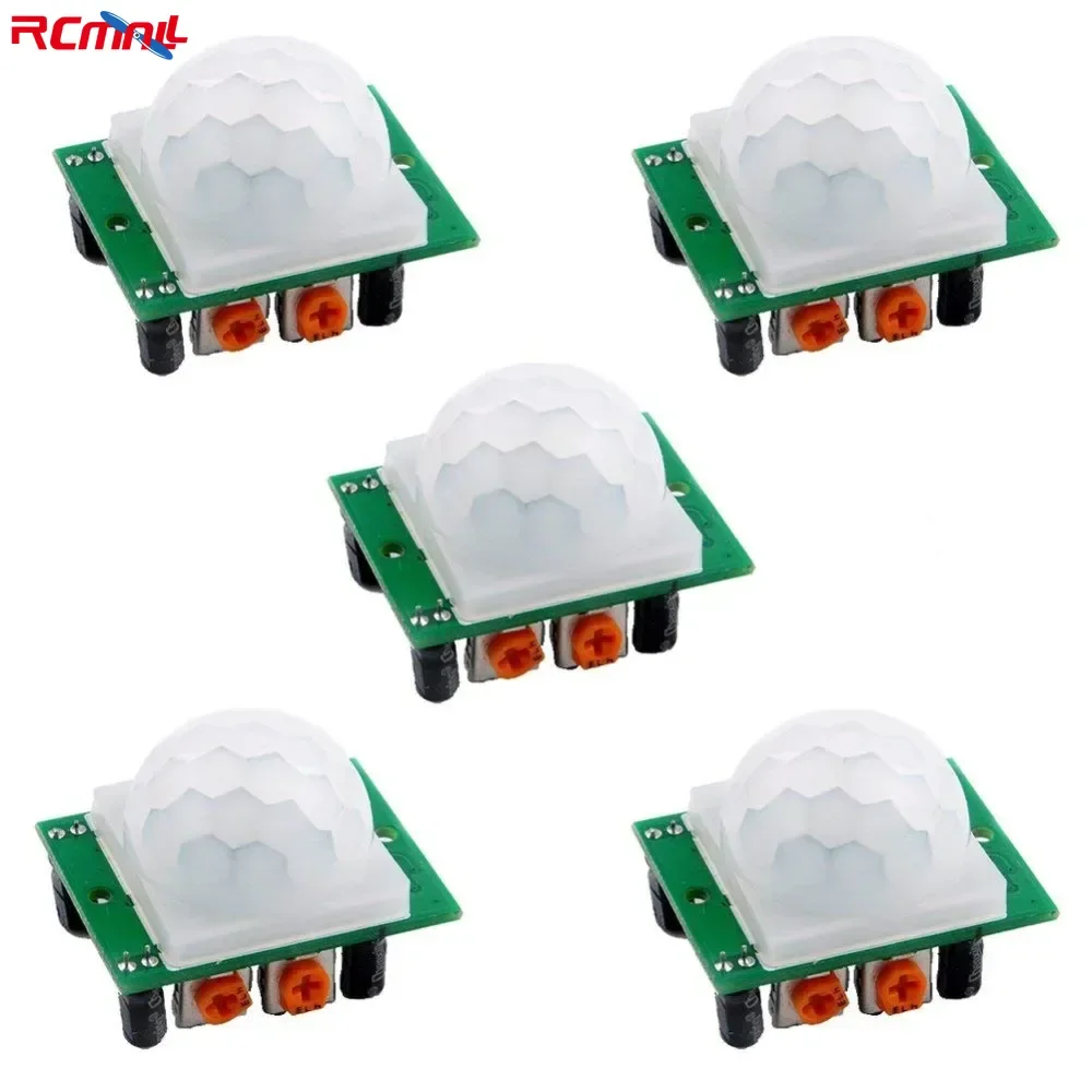HC-SR501 PIR-Sensor Infrarot Pyroelektrischer Bewegungssensor Körperdetektor IR-Sensormodul für Arduino (5 Stück) Image
