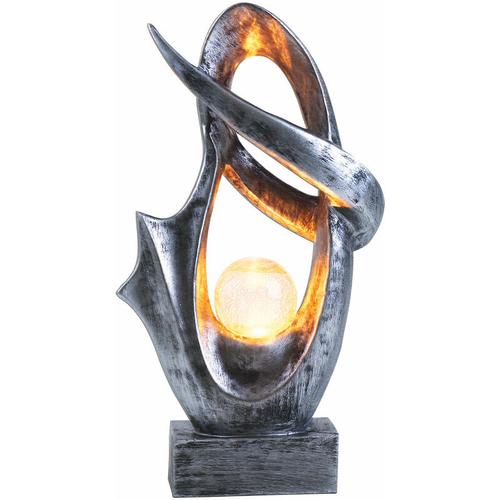 Außenlampe modern Solarleuchte Garten Terrassenlampe silber, led Gartendeko Feuereffekt Crackle