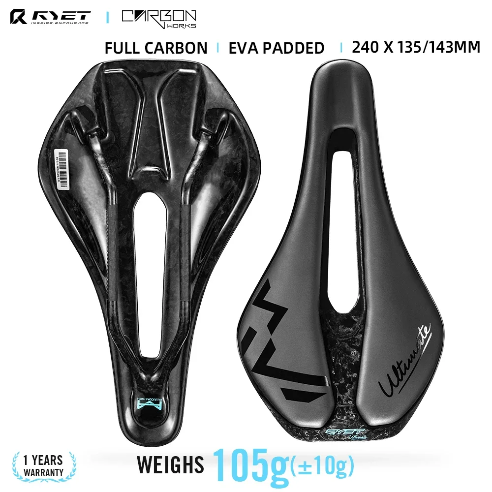 RYET Sella per bicicletta ultraleggera in carbonio Sella per bicicletta stampata in 3D 135/143mm Sella per bici per MTB Ghia Sedile per bici da strada Parte di bicicletta