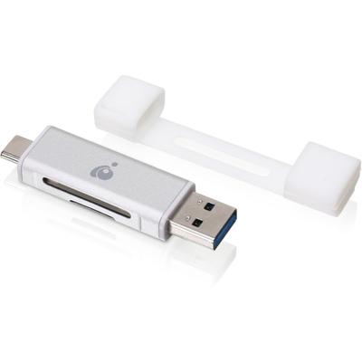 Iogear Usb-C Duo Mobile Device Card Reader/writer - 2-In-1 - Sd, Sdhc, Sdxc, Microsd, Microsdhc, Microsdxc, Multimediacard (Mmc), Reduced Size Multimediacard (Mmc)