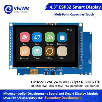 4.3 inch 800*480 ESP32 LVGL WIFI&Bluetooth LCD Graphic Display TFT Smart Display Screen Module