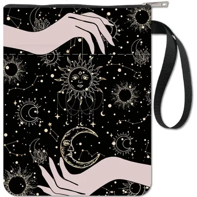 1 pc Book Sleeve Sun Book Protector Moon Witch's Hand Black Book Covers for Paperbacks Washable