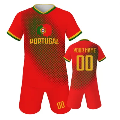 Portugal Custom Soccer Jersey Shorts Kit National Team Kids Football Shirt Personalized Name Number