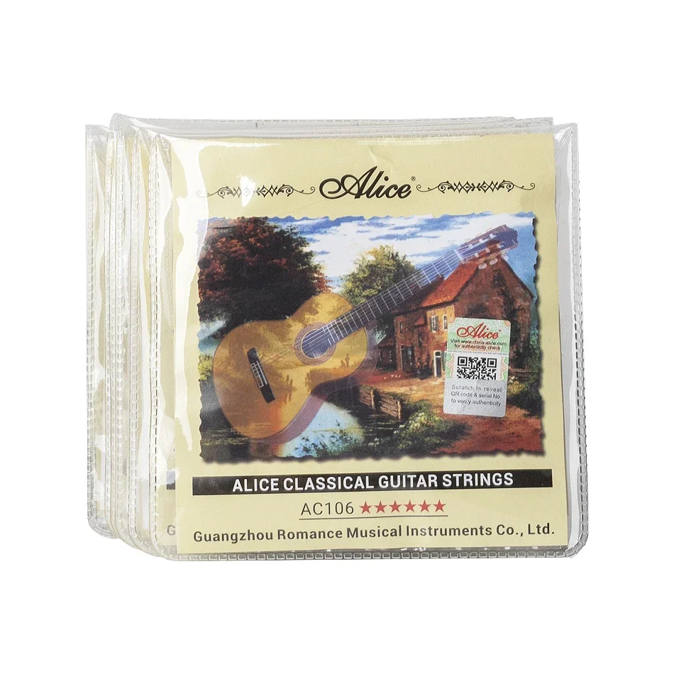 Alice 10 Sets AC106 Classical Guitar Strings Clear Nylon Silver Plated Copper Alloy Winding Normal/Hard Tension Learning Strings