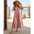 Robe Maxi Femme Robe Décontractée Robe T-Shirt Tee Robe Robe d'Été Bohème Rendez-vous Coupe Régulière Imprimé Géométrique Manches Courtes Col Ronde Noir Blanc Rose Violet Été