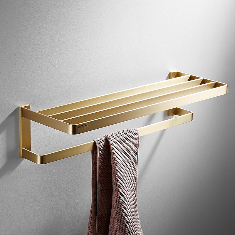 Brushed Brass Towel Holder, Bathroom Towel Rack Wall Mounted Towel Holder,Brass Bathroom Accessories,Bathroom Shelf,Towel Holder,Towel Rack,Bathroom Hardware