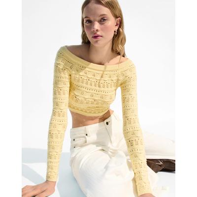 Bershka Rustic Bardot Sweater Women S Yellow