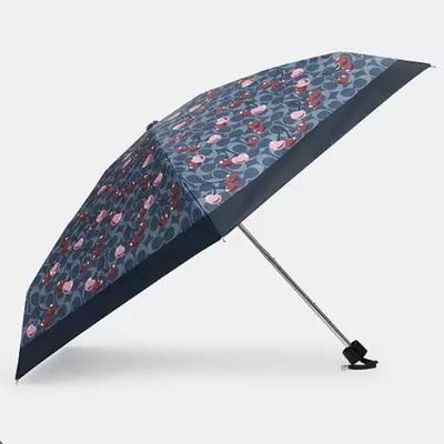 Coach Accessories | Coach Uv Protection Mini Umbrella In Signature C Denim/Multi Cherry Print Nwt | Color: Blue/Red | Size: See Description