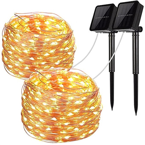 1/2 Stück solarbetriebene LED-Lichterkette, wasserdichte Lichterkette für den Garten im Freien, funkelnde LED-Lampe für Weihnachtsfeier-Dekorationen Image