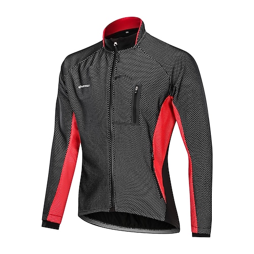 Herren Fahrradjacke Patchwork Langarm Fahhrad Jacke Trainingsanzug Windjacke mit 3 Gesäßtaschen Mountainbike MTB Straßenradsport Thermowarm Warnschutz Winddicht Frontreißverschluss Sport Rot Blau Grün Image