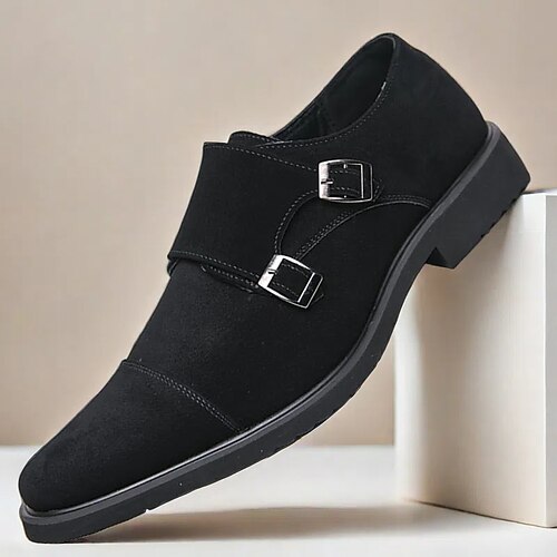 Braune Monkstrap-Schuhe für Herren mit doppeltem Schaft aus Wildleder und Schnallendetail, stilvolles Schuhwerk für formelle und legere Anlässe