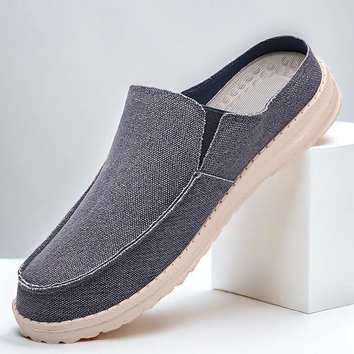 Beige Slipper für Herren mit bequemem Obermaterial aus Canvas, Freizeitschuhe für den Alltag Image