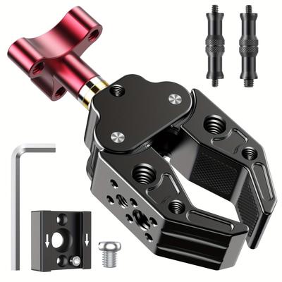 TEMU Aluminum Alloy Crab Clamp - Large, Multi- Lamp Extension Bracket For Photography & Video Equipment