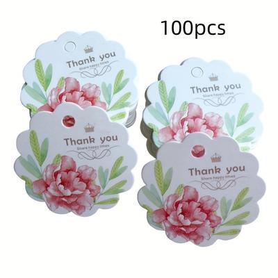 TEMU 100pcs Floral Thank You Gift Tags With Pre- Holes - Weddings, Birthdays, Crafts & Small Business Packaging