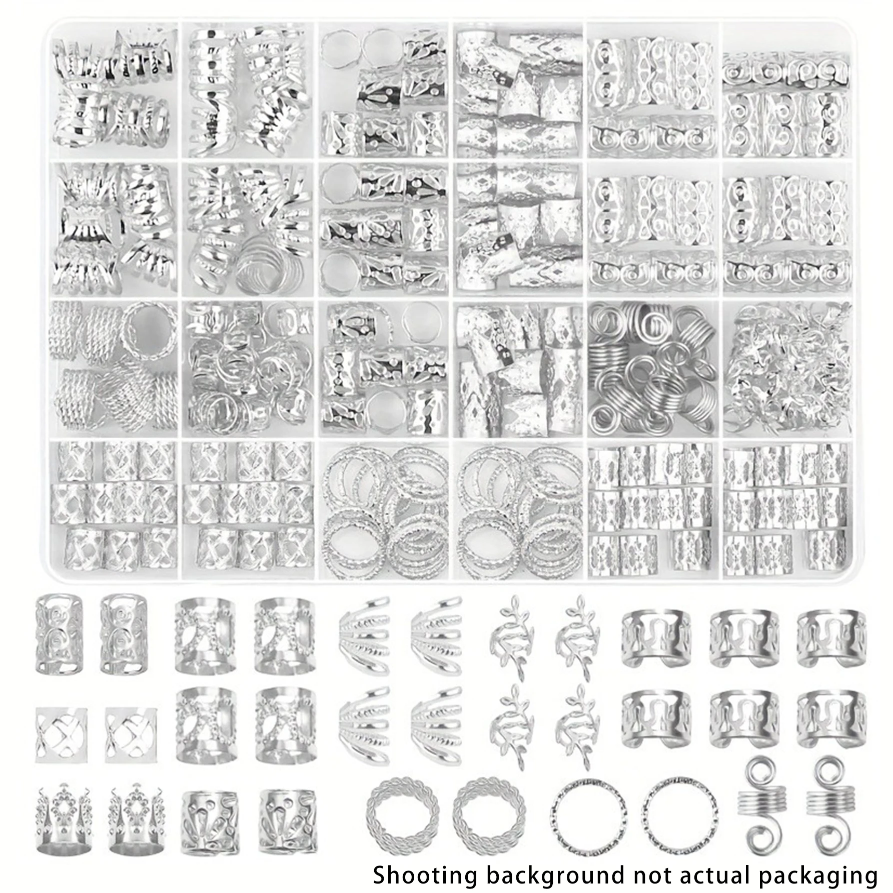 Silbrige Metall-Haarflechtringe, Hip-Hop-Punk-Stil, ausgehöhlte Dreadlock-Perlen für Frauen, DIY-Zopf-Schmuckzubehör