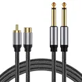 Cavo Audio da RCA a 1/4 pollici rame placcato oro 6.35mm TS Mono maschio a Jack RCA Patch Cord per CD Amp altoparlante ricevitori AV per chitarra