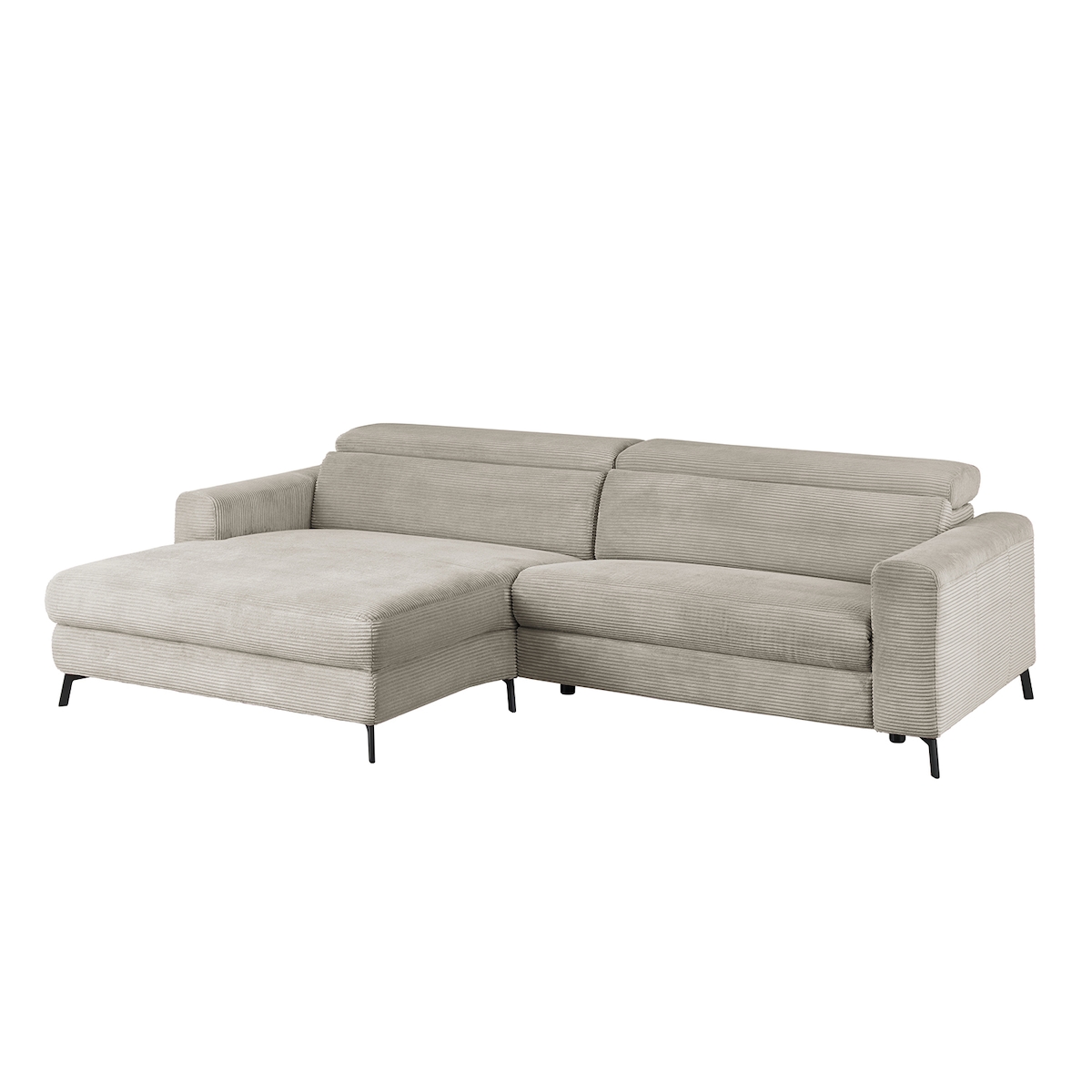 KAWOLA Sofa LAISKA Ecksofa Cord steingrau Longchair links Image