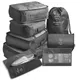 Set da 7 pezzi Borsa da viaggio Organizzatore Abbigliamento Bagagli Organizzatore da viaggio Coperta Scarpe Organizzatori Borsa Valigia Custodia Cubi da imballaggio