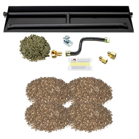 30 Heavy-Duty Dual Row Gas Burner with Deluxe Kit for Vented LP Gas Log Fireplace