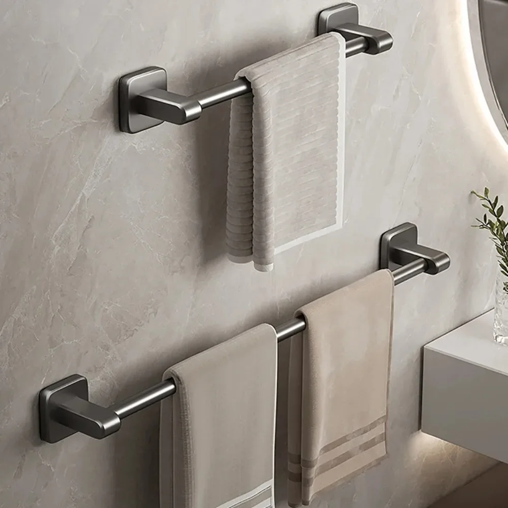 Salle de bain sans poinçon pistolet gris unipolaire porte-serviettes espace aluminium salle de bain porte-serviettes salle de bain toilette porte-serviettes tige suspendue