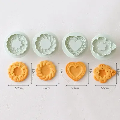 Jam Sandwich Flowers Cookie Cutter 3D Valentine's Day Biscuit Molds Pressable Fondant Stamp New Year