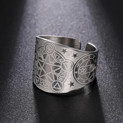 Wicca Pentagram Witch Ring Tree of Life Pagan Pentacle Ring Eternity and Infinity Amulet Stainless