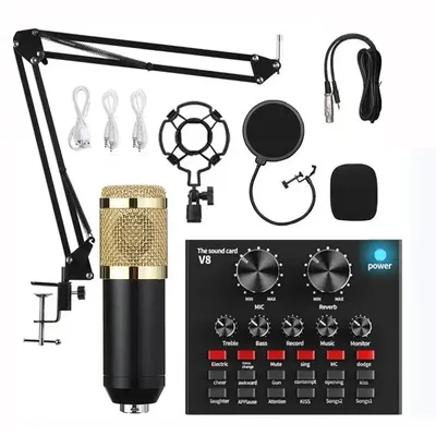 BM800 V8 Sound Card Set Professional Audio Condenser Mic Studio Singing Microphone for Karaoke