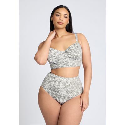 Plus Size Women's High Waisted Bikini Bottom by ELOQUII in Black White (Size 18)