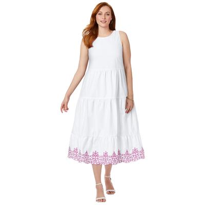 Plus Size Women's Sleeveless Eyelet Poplin Dress by Jessica London in White Eyelet (Size 24 W)