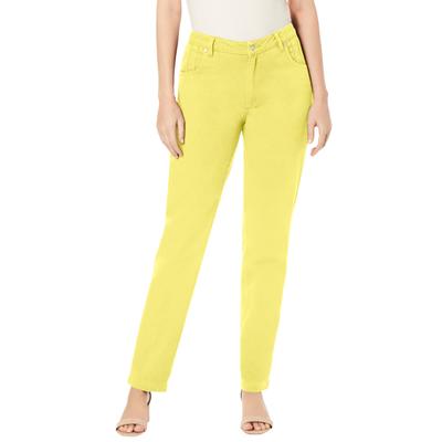 Plus Size Women's Classic Cotton Denim Straight-Leg Jean by Jessica London in Bright Lemon (Size 14) 100% Cotton