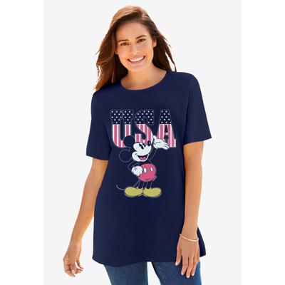 Plus Size Women's Navy USA Mickey Crewneck Tee by Disney in Navy Usa Mickey (Size 6X)