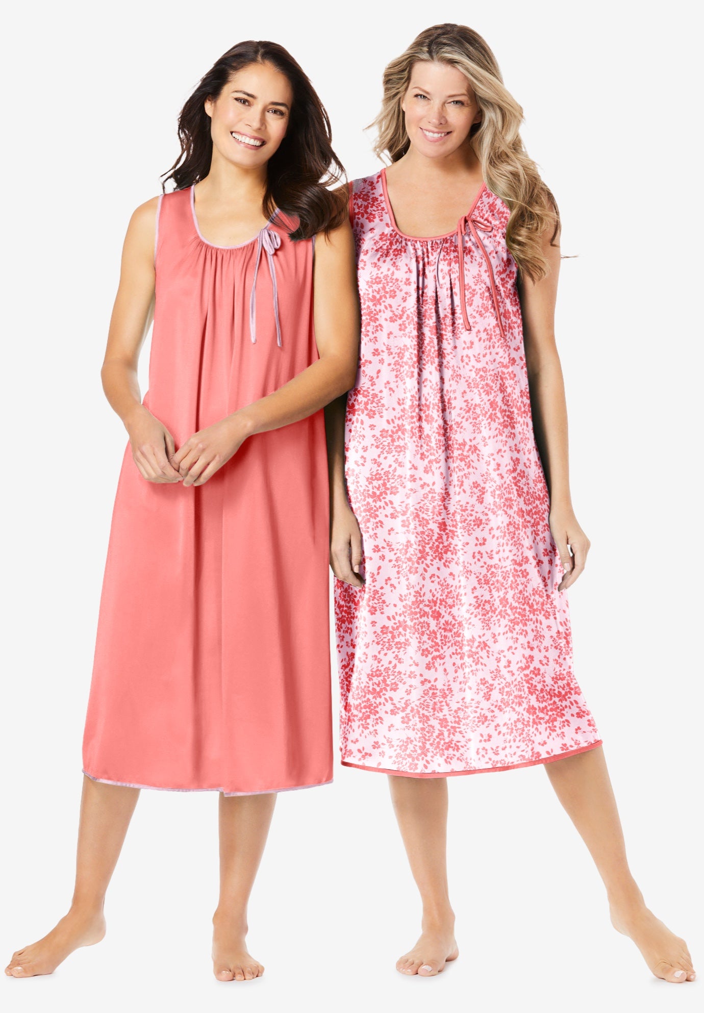 Plus Size Women's 2-Pack Sleeveless Nightgown by Only Necessities in Sweet Coral Flower (Size L)