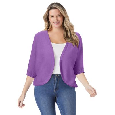 Plus Size Women's Rib Trim Cardigan Shrug by Woman Within in Pretty Violet (Size M) Sweater