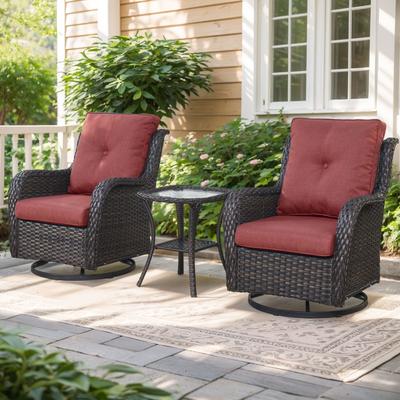 Outside Swivel Chairs with Cofee Table Brown-Red - Brown