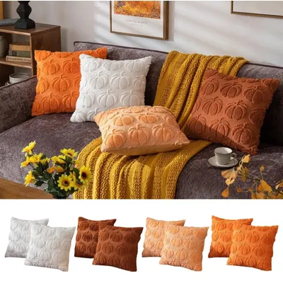 1/2pcs Halloween Kissen bezug Herbst Kürbis Kissen bezug weichen Plüsch Thanksgiving dekorativen Image