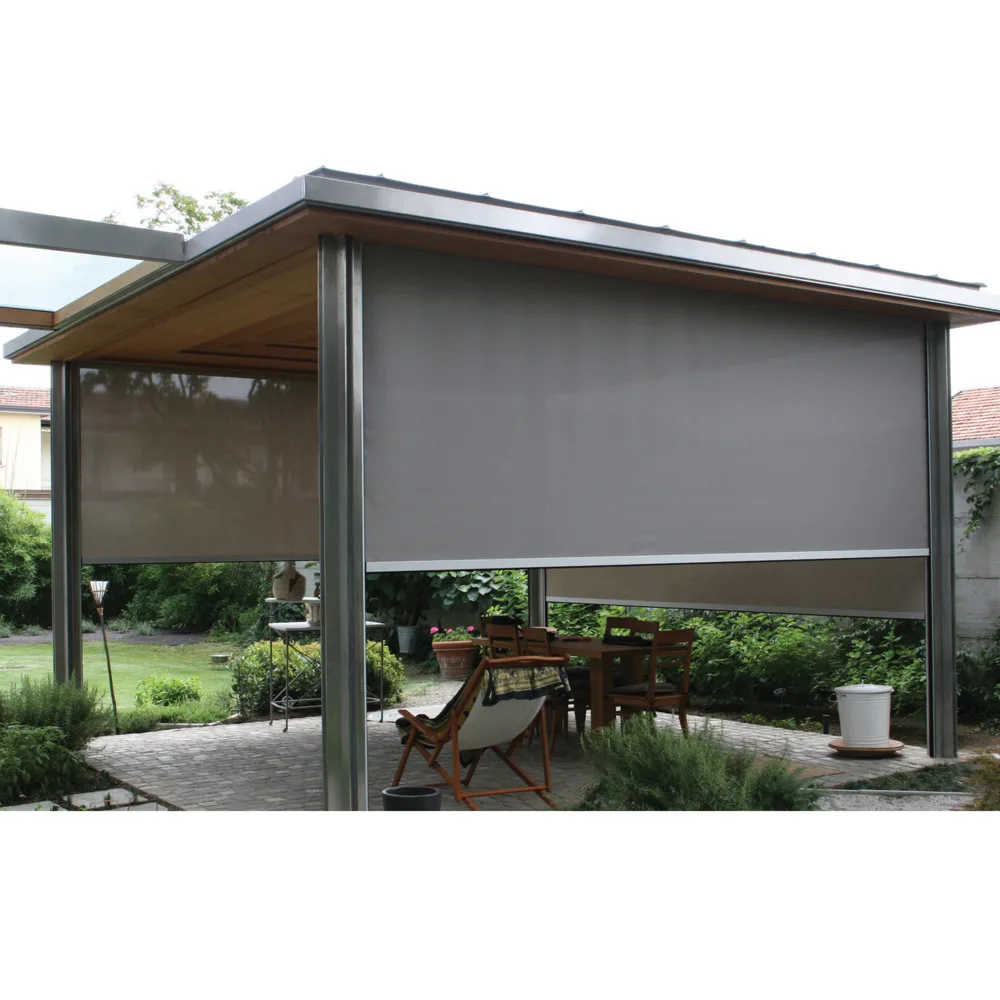 Elektrische wasserdichte Outdoor-Rollo-Rollos mit Reißverschluss und Sonnenschutzstoff Image