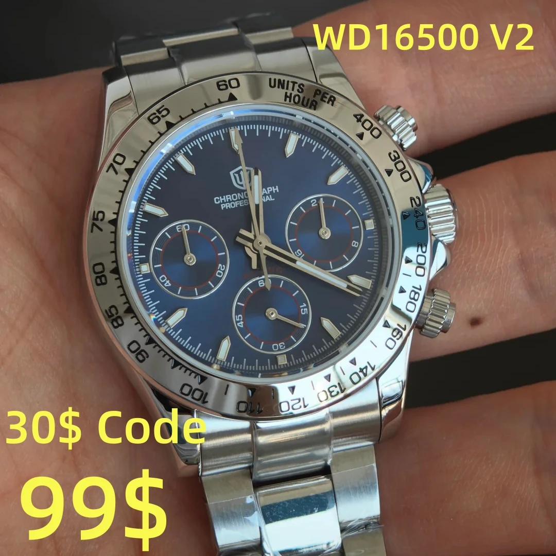 Watchdives WD16500 V2 Herrenuhr VK63 Quarzwerk Chronograph Armbanduhr Edelstahl Saphirglas Leuchtende Uhren Image