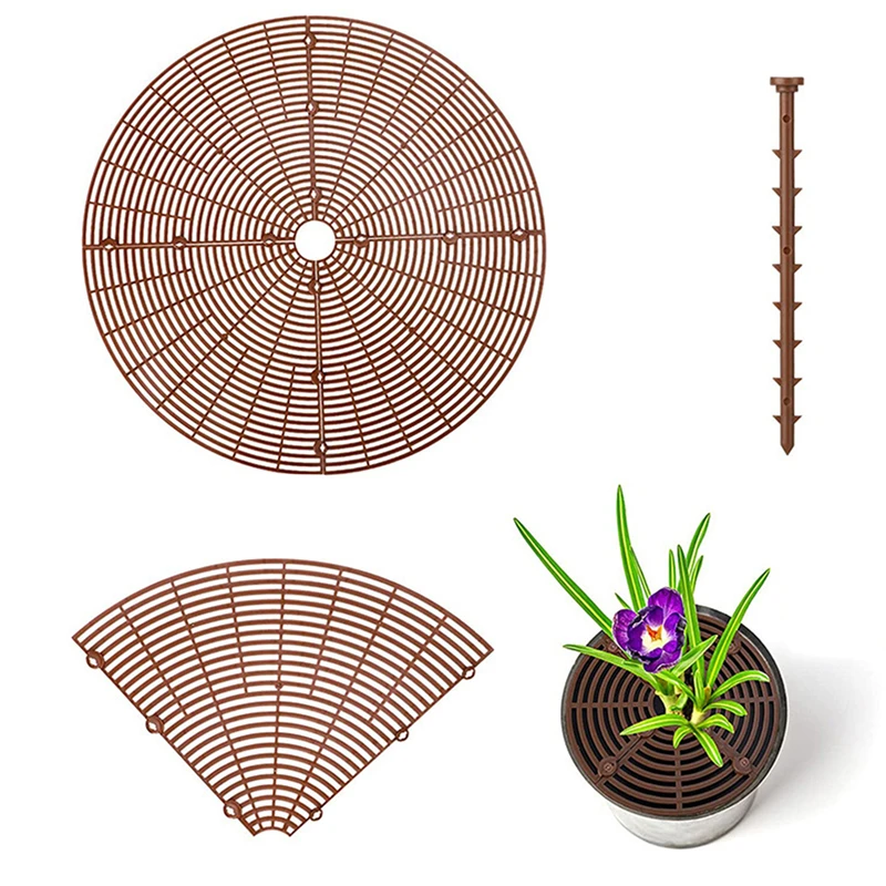 1pc Blumentopf Bodenschutz mit Nägeln Blumentopf Gitter Blumentopf Abdeckung Baby Sicherheit Maus Garten Haus Pflanzens chutz Image