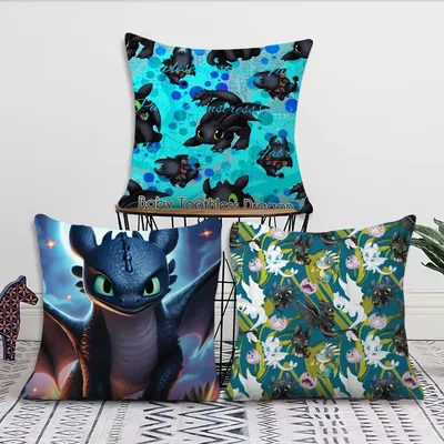 Cartoon Züge Drachen T-Toothless Kissenbezug Wohnzimmer Kopfteil Büro Kissen Schlafzimmer Kissen Image