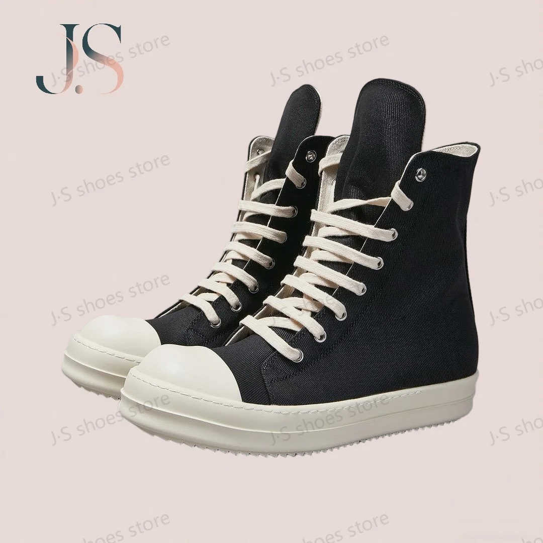 R-o Ankle Boot Herren High Top Schuh Schwarz Canvas Damen Sneaker Freizeitschuhe Gewachste Canvas Sneakers Reißverschluss Schnürstiefel