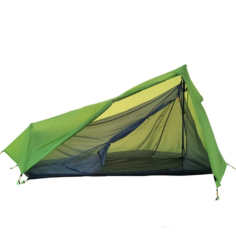 Ultraleichtes Ein-Personen-Zelt für den Außenbereich, Camping, Wandern, doppelschichtiges 15D-Nylon-Zelt mit Silikonbeschichtung (keine Stange) Image