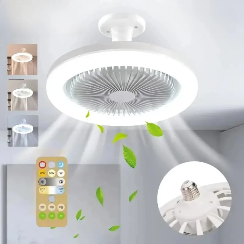 Intelligenter 3-in-1-Deckenventilator mit Fernbedienung, Beleuchtung, Lampen-Beleuchtungssockel für Schlafzimmer und Wohnzimmer, geräuschlos und praktisch