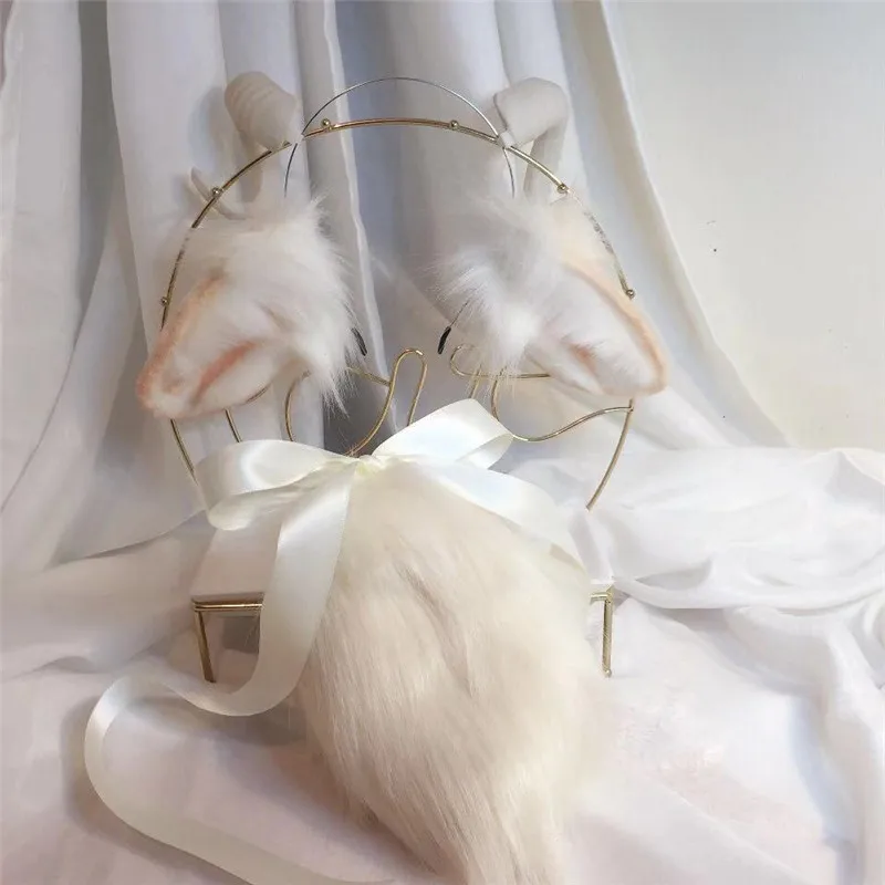 Handmade Anime Simulation Schafe Beast Ohr Schwanz Wolf Katze Fuchs Ohr Haar Hoop für Frauen Mädchen Benutzerdefinierte COSPLAY Image