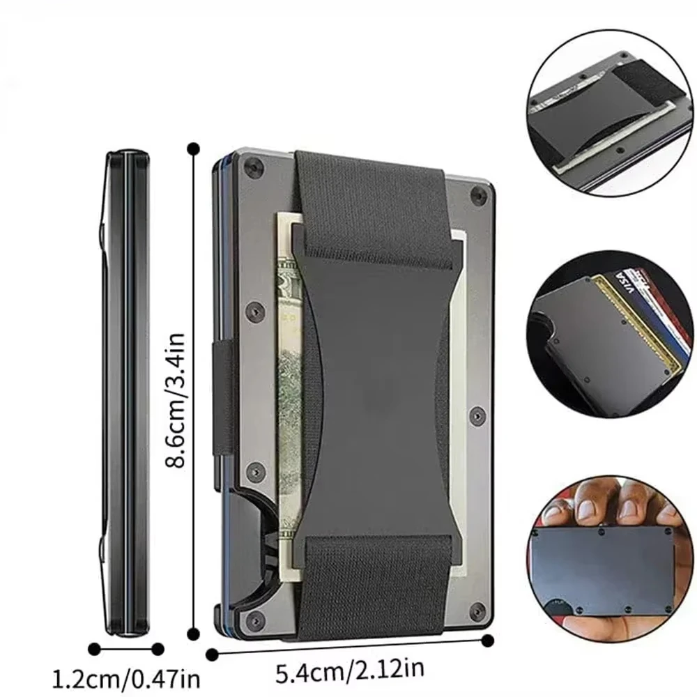 Portafogli intelligenti sottili minimalisti in fibra di carbonio forgiata per uomo Porta carte di credito Porta carte di credito Portafoglio in alluminio di lusso Clip per soldi Rfid