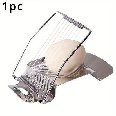 TEMU Stainless Steel Egg Slicer - , Food-safe Kitchen Gadget For Perfectly Sliced Eggs, With Multi-blade Design For Cutting, Ideal For Hard-boiled Eggs