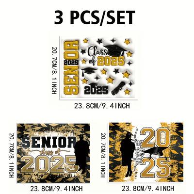 TEMU 3pcs/set Athletic Gold Uv Dtf Uv Dtf Set - & - Decals For 20oz & | Diy | - 3d | For &