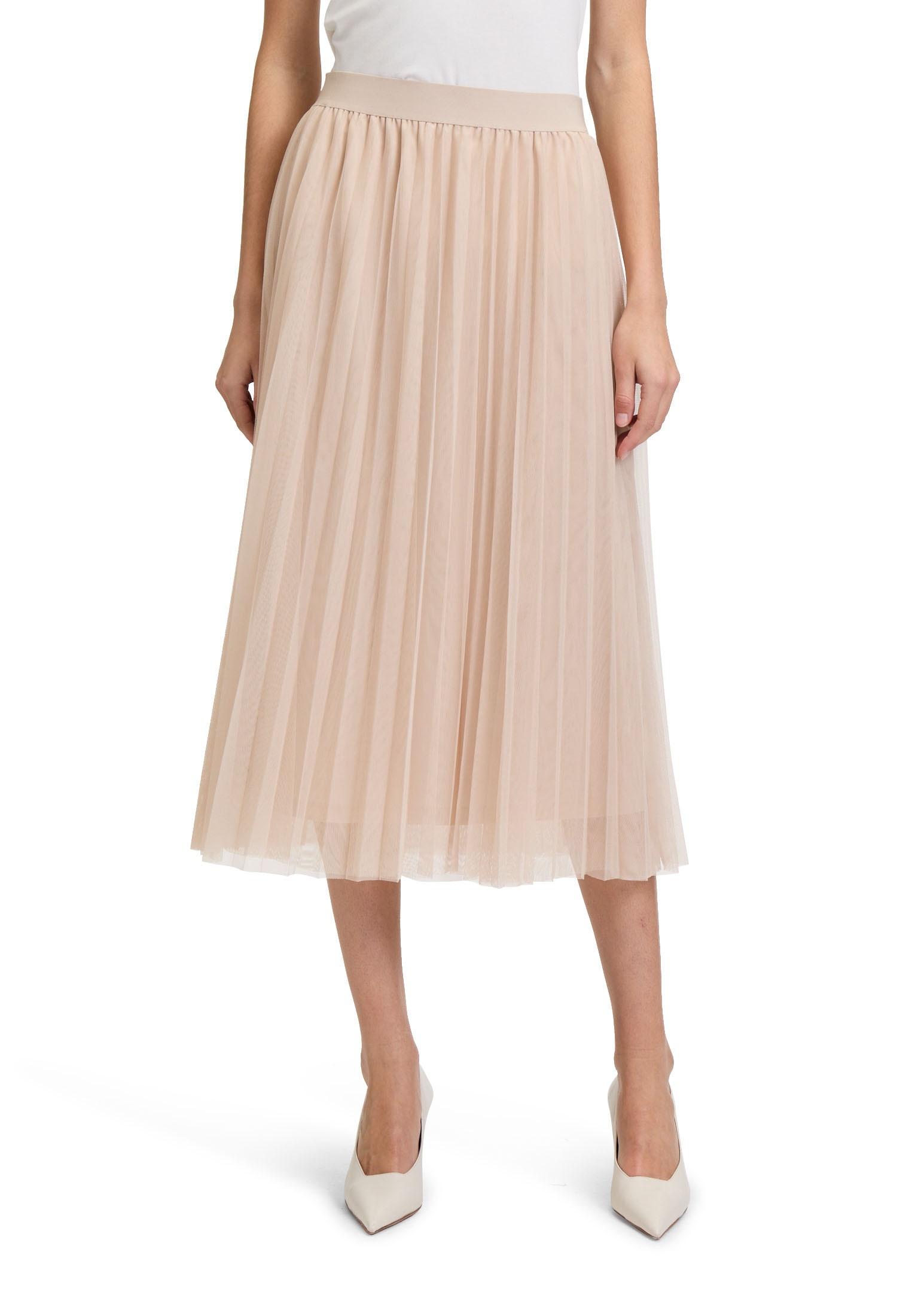 Midirock BETTY & CO "Damen mit Plissee", Damen, Gr. 44, grau, Netz, Obermaterial: 100% Polyester; Futter: 100% Polyester, figurumspielend lang, Röcke, Plissee Image