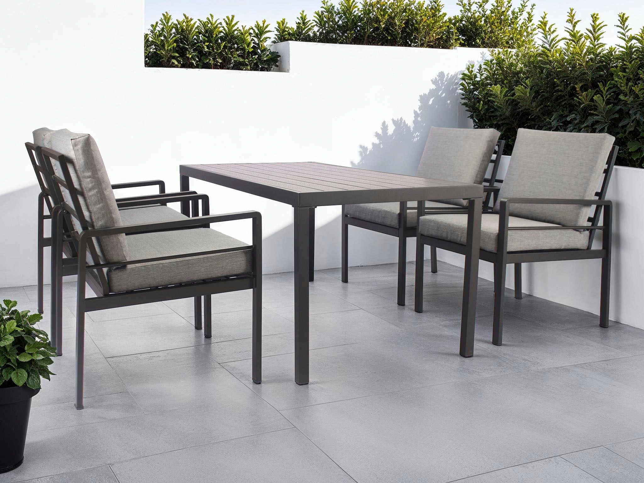 Garten-Essgruppe KONIFERA "»New Jersey«", schwarz (schwarz, dunkelgrau,), Aluminium, Sitzmöbel-Sets, Aluminium