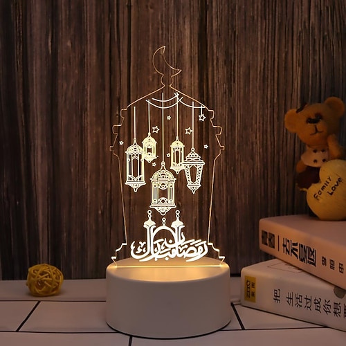 eid mubarak 3d nachtlicht dekorationen acryl led islamischen muslimischen ramadan festival liefert für heimdekoration nachtlampe schlafzimmer dekor Image