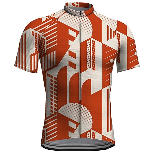Herren Radtrikot Geometrisch Kurzarm Fahhrad Oberteil mit 3 Gesäßtaschen Mountainbike MTB Straßenradsport Schnelltrocknend Reflektierende Streifen Rückentasche Feuchtigkeitsableitend Sport Blau Image
